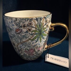 Morris & Co. New Bone China Willow Bough Gold Detailed Floral Mug - Great Gift!